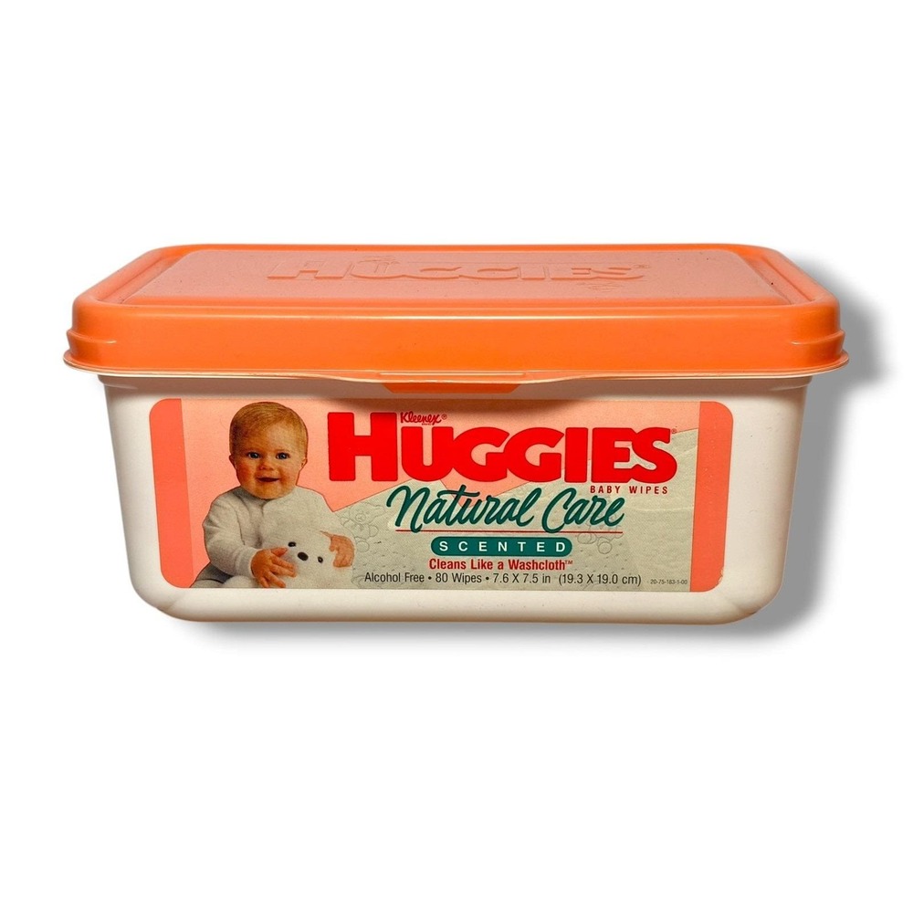 Vintage 1992 Kleenex Huggies Baby Diaper Wipes Container RARE Prop Staging Empty